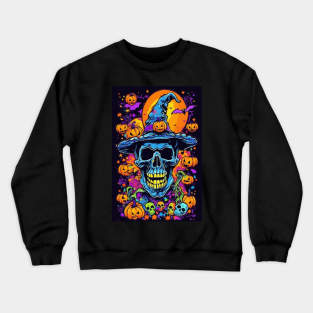 Skull Pumpkin Bones Hat Halloween Day themed 2023 Crewneck Sweatshirt